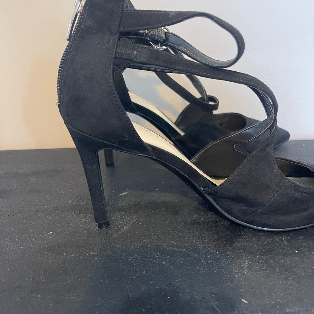 Nine West Zip Suede Heels Black Shoes 8 m Designer Dress Up Fashion High Tall - Picture 6 of 7